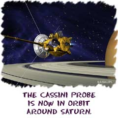 The Cassini probe is now in orbit around Saturn.