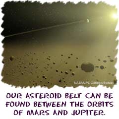 Our asteroid belt can be found between the orbits of Mars and Jupiter.