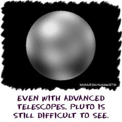 Even with advanced telescopes, Pluto is still difficult to see.