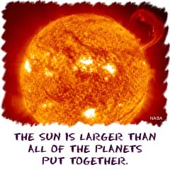 The Sun is larger than all of the planets put together.