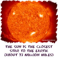 The Sun is the closest star to the Earth. It is about 93 million miles away.